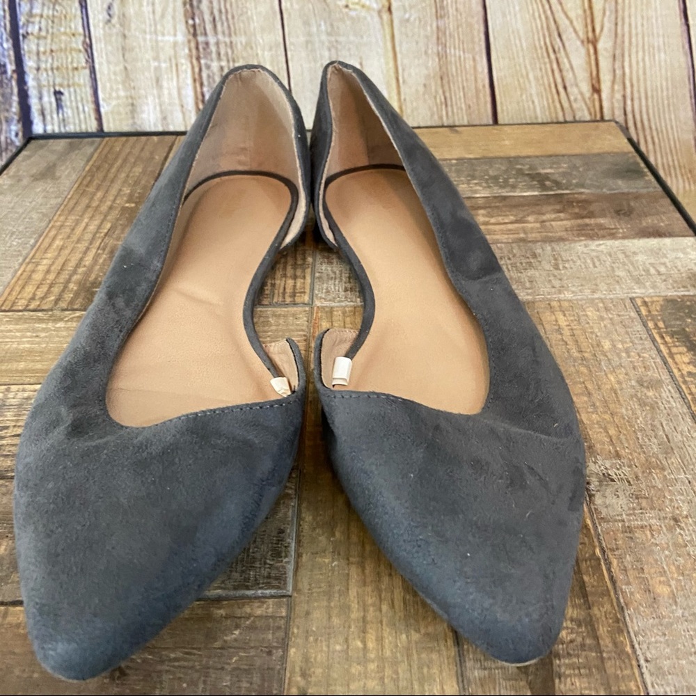 Gray suede open flats size 11Wide - Picture 3 of 9